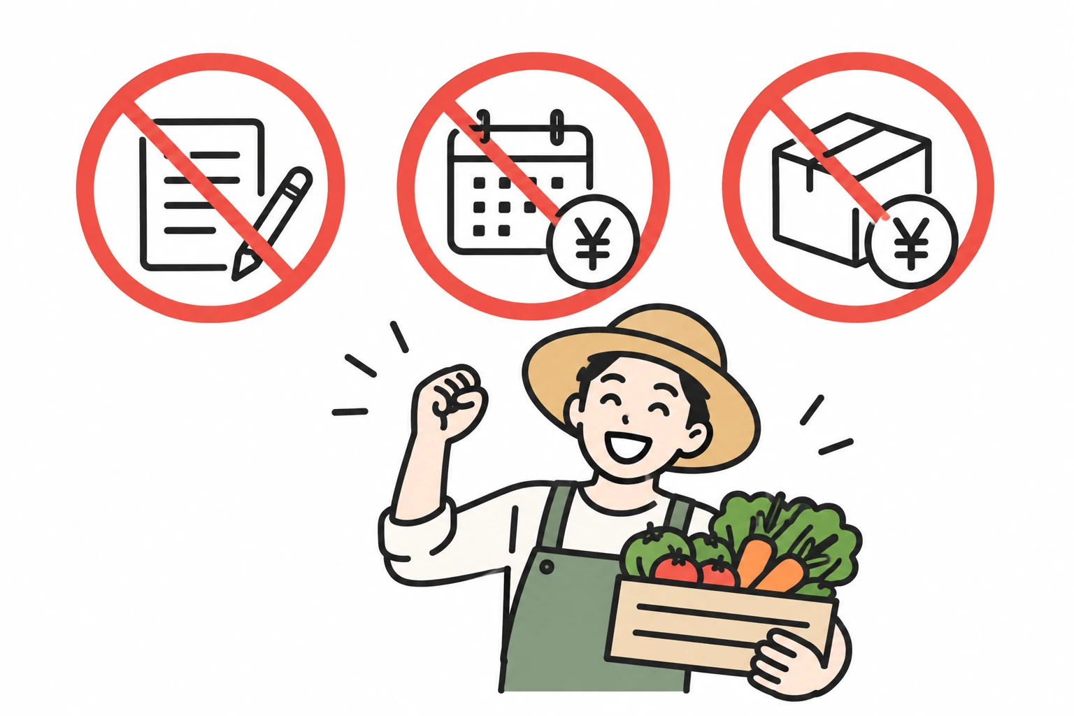無料で始められることを喜ぶ農家